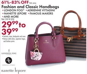 Boscov's Fashion and classic handbags offer