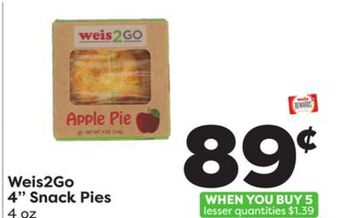 Weis Markets Weis2go 4 snack pies offer