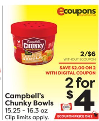 Weis Markets Campbell's chunky bowls offer