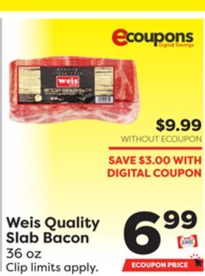 Weis Markets Weis quality slab bacon offer