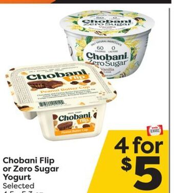 Weis Markets Chobani flip or zero sugar yogurt offer