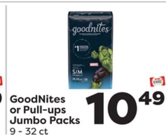 Weis Markets Goodnites or pull-ups jumbo packs offer