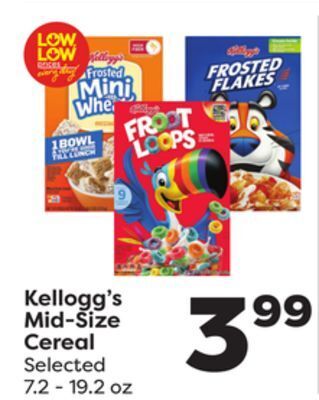 Weis Markets Kellogg's mid-size cereal offer
