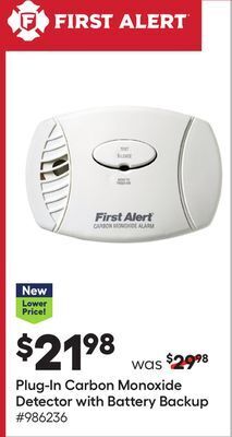 Lowe's Plug-in carbon monoxide detector with battery backup offer