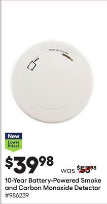 Lowe's 10-year battery-powered smoke and carbon monoxide detector offer
