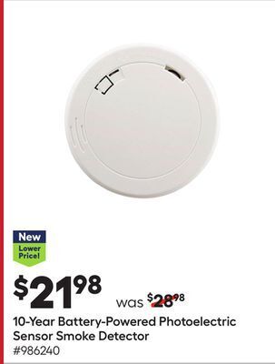 Lowe's 10-year battery-powered photoelectric sensor smoke detector offer