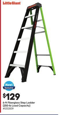 Lowe's 6-ft fiberglass step ladder (250-lb load capacity) offer