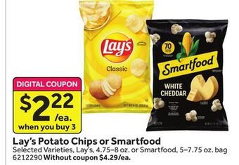 Stop&Shop Lay's potato chips or smartfood offer