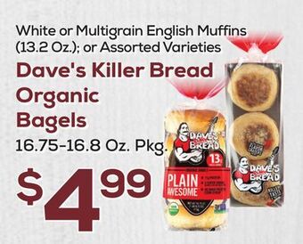DeCicco & Sons Dave's killer bread organic bagels 16.75-16.8 oz. pkg offer