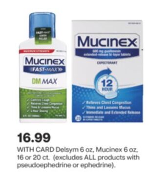 CVS Delsym 6 oz, mucinex 6 oz, 16 or 20 ct offer