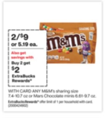 CVS Any m & m' s sharing size 7.4-10.7 oz or mars chocolate minis 6.61-9.7 oz offer
