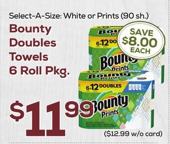 DeCicco & Sons Bounty doubles towels 6 roll pkg offer