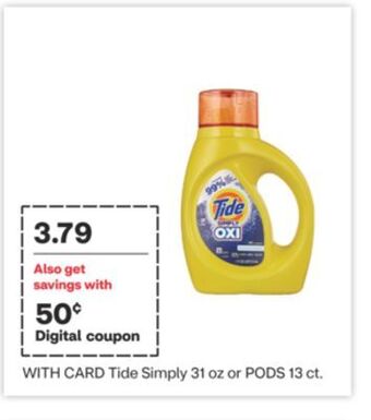 CVS Tide simply 31 oz or pods 13 ct offer