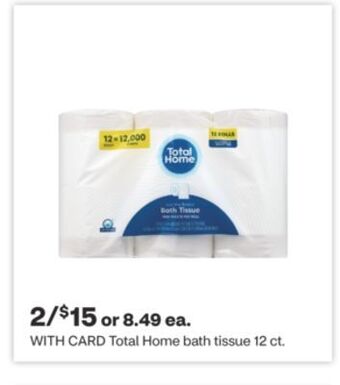 CVS Total home bath tissue 12 ct offer