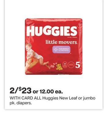 CVS All huggies new leaf or jumbo pk. diapers offer
