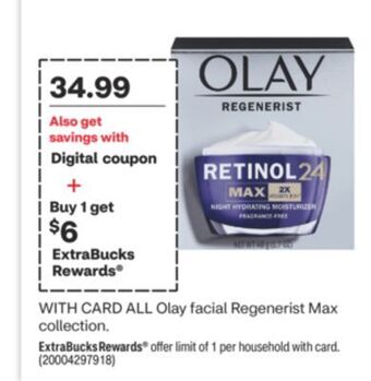 CVS All olay facial regenerist max collection offer