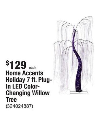 The Home Depot Home accents holiday 7 ft. plug-in led color-changing willow tree offer