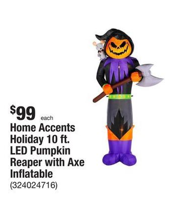 The Home Depot Home accents holiday 10 ft. led pumpkin reaper with axe inflatable offer