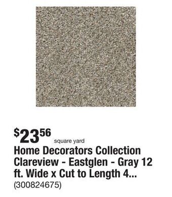 The Home Depot Home decorators collection clareview - eastglen - gray 12 ft. wide x cut to length 46 oz. sd polyester texture carpet offer
