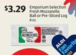 Aldi Emporium Selection Fresh Mozzarella Ball or Pre-Sliced Log offer