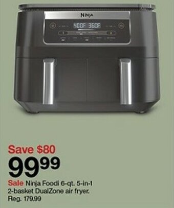 Target Ninja Foodi 6-qt. 5-in-1 2-basket DualZone air fryer. offer