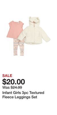 TJ Maxx Infant girls 3pc textured fleece leggings set offer