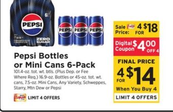 ShopRite Bottles or mini cans 6-pack offer