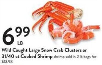 Fresh Thyme Wild Caught Large Snow Crab Clusters or 31/40 ct Cooked Shrimp offer