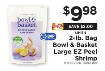 ShopRite 2-lb. bag large ez peel shrimp offer