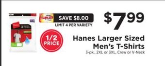 ShopRite Larger sized men's t-shirts offer