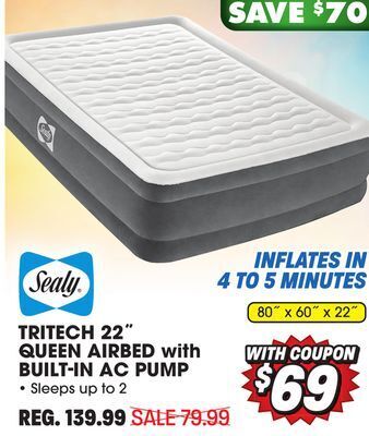 Big 5 Sealy 22 tritech airbed queen with built-in ac pump offer