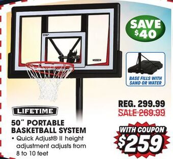 Big 5 Lifetime 50 portable basketball hoop offer