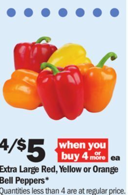 Meijer Extra large red, yellow or orange bell peppers offer