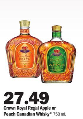 Meijer Crown royal regal apple or peach canadian whisky offer