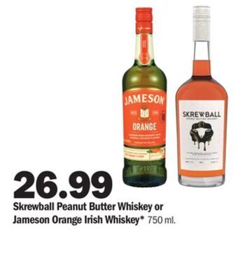 Meijer Skrewball peanut butter whiskey or jameson orange irish whiskey offer