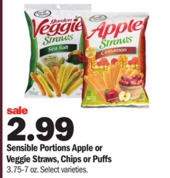 Meijer Sensible portions apple or veggie straws, chips or puffs offer