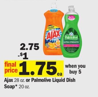 Meijer Ajax 28 oz. or palmolive liquid dish soap* 20 oz offer