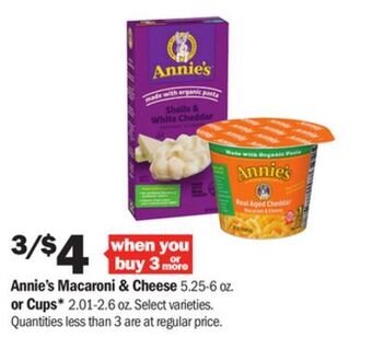 Meijer Annie's macaroni & cheese 5.25-6 oz or cups* 2.01-2.6 oz offer