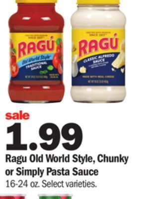 Meijer Ragu old world style, chunky or simply pasta sauce offer