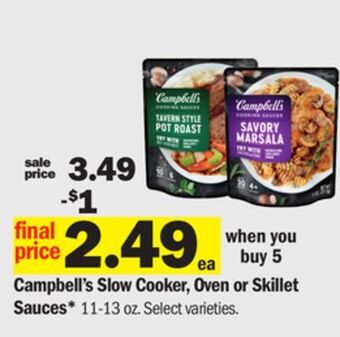 Meijer Campbell's slow cooker, oven or skillet sauces offer