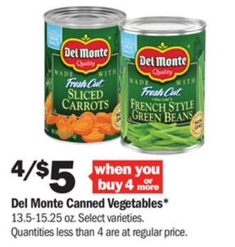 Meijer Del monte canned vegetables offer