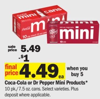 Meijer Coca-cola or dr pepper mini products offer