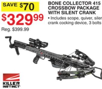 Dunham's Sports Killer instinct bone collector 415 crossbow package with silent crank offer