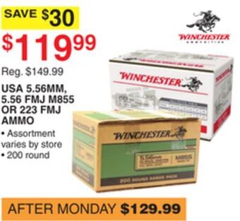 Dunham's Sports Winchester usa 5.56mm, 5.56 fmj m855 or 223 fmj ammo offer