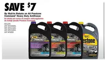 Carquest By Mail-in Rebate On All Prestone Command Heavy Duty Antifreeze offer