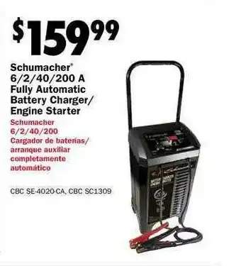 Carquest Schumacher 6-2-40-200 A Fully Automatic Battery Charger - Engine Starter offer