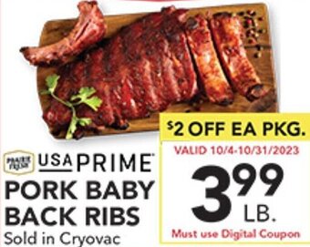 Pete's Fresh Market PORK BABY BACK RIBS Sold in Cryovac offer