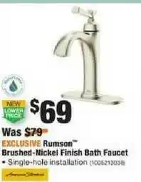 The Home Depot Rumson Brushed-nickel Finish Bath Faucet offer