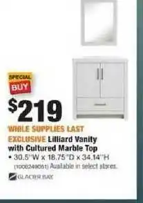 The Home Depot Lilliard Vanity With Cultured Marble Top offer
