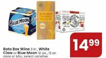 Albertsons Bota Box Wine 3 Liter White Claw Or Blue Moon offer
